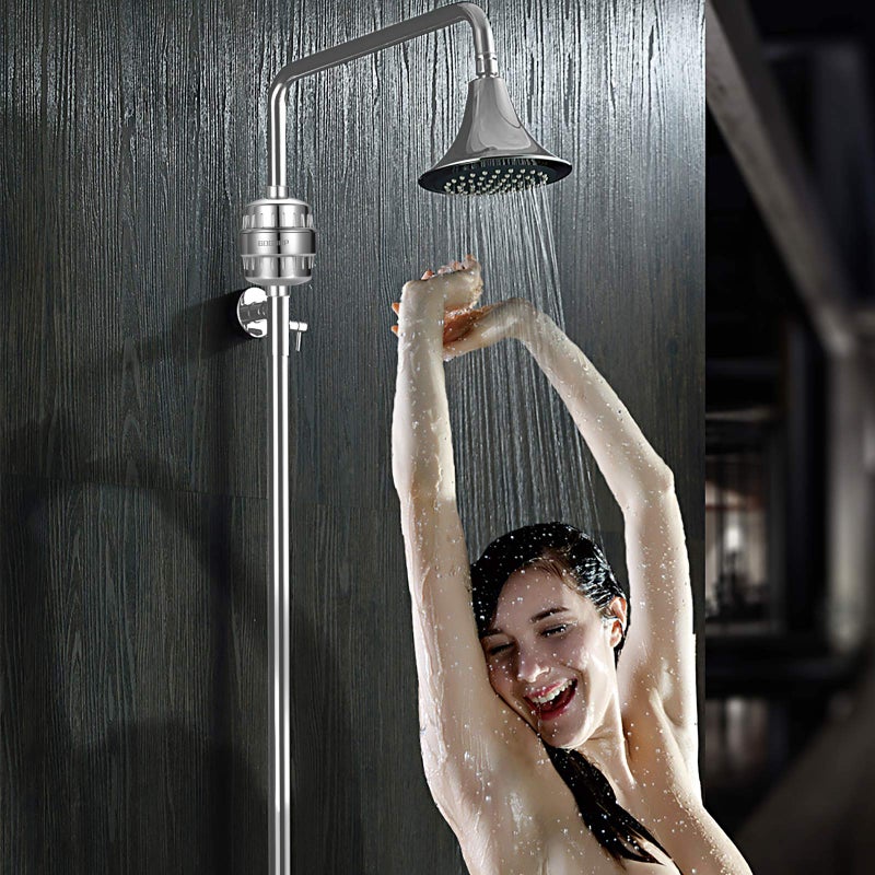 GOGOUP Shower Filter for Hard Water, Built in Replaceable 15 Stage Shower Head Filter Cartridge Universal Transform Itching Eczema & Acne into Glowing Hair Nails & Skin Fast- Chrome - Image 3